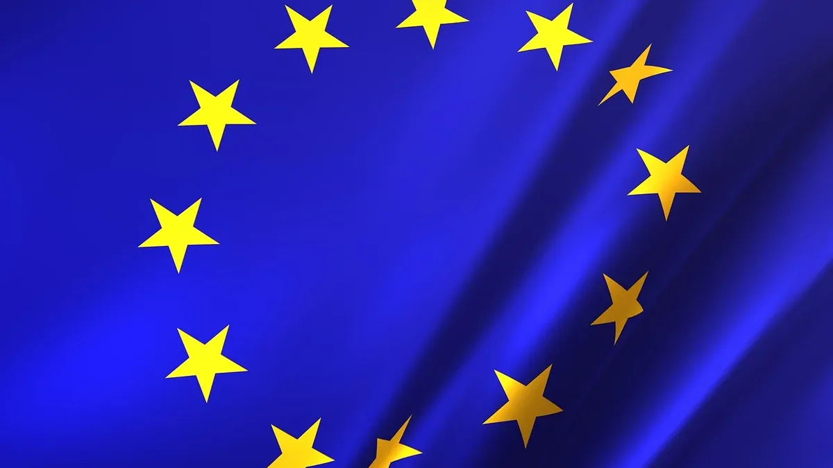 The European Union flag, which features a blue background with 12 gold stars arranged in a circle.